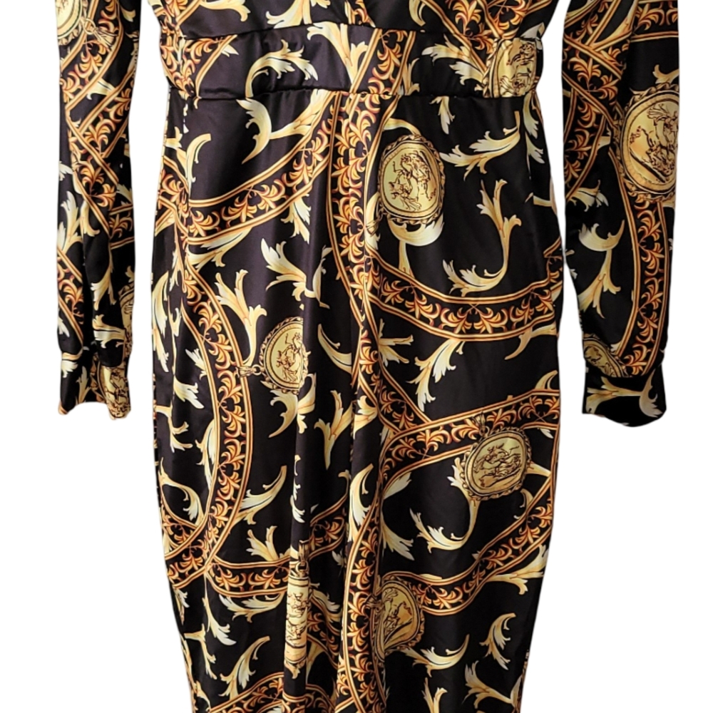 Elegant Black and Gold Patterned Dress